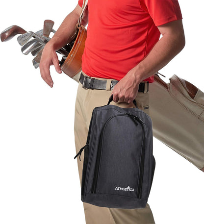 Golf Shoe Bag - Zippered Shoe Carrier Bags with Ventilation & outside Pocket for Socks, Tees, Etc. (Gray)