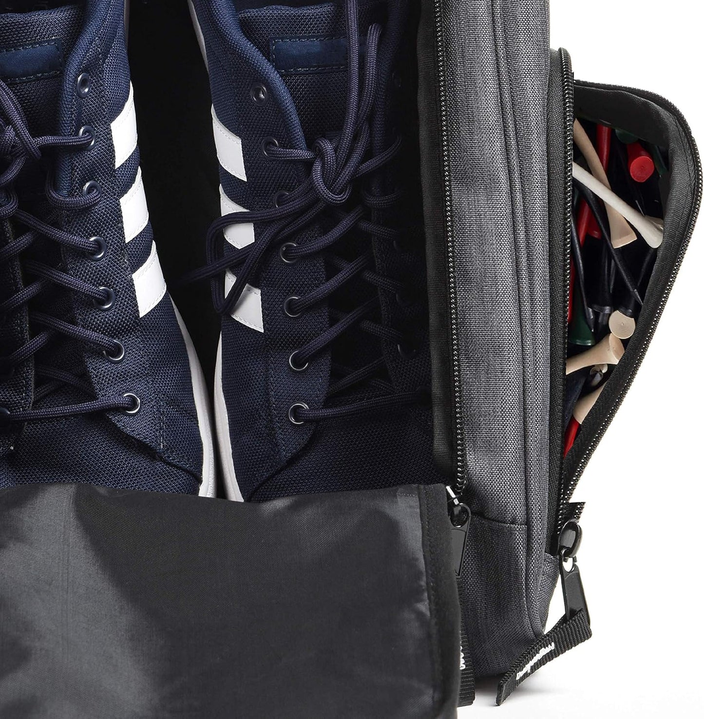 Golf Shoe Bag - Zippered Shoe Carrier Bags with Ventilation & outside Pocket for Socks, Tees, Etc. (Gray)