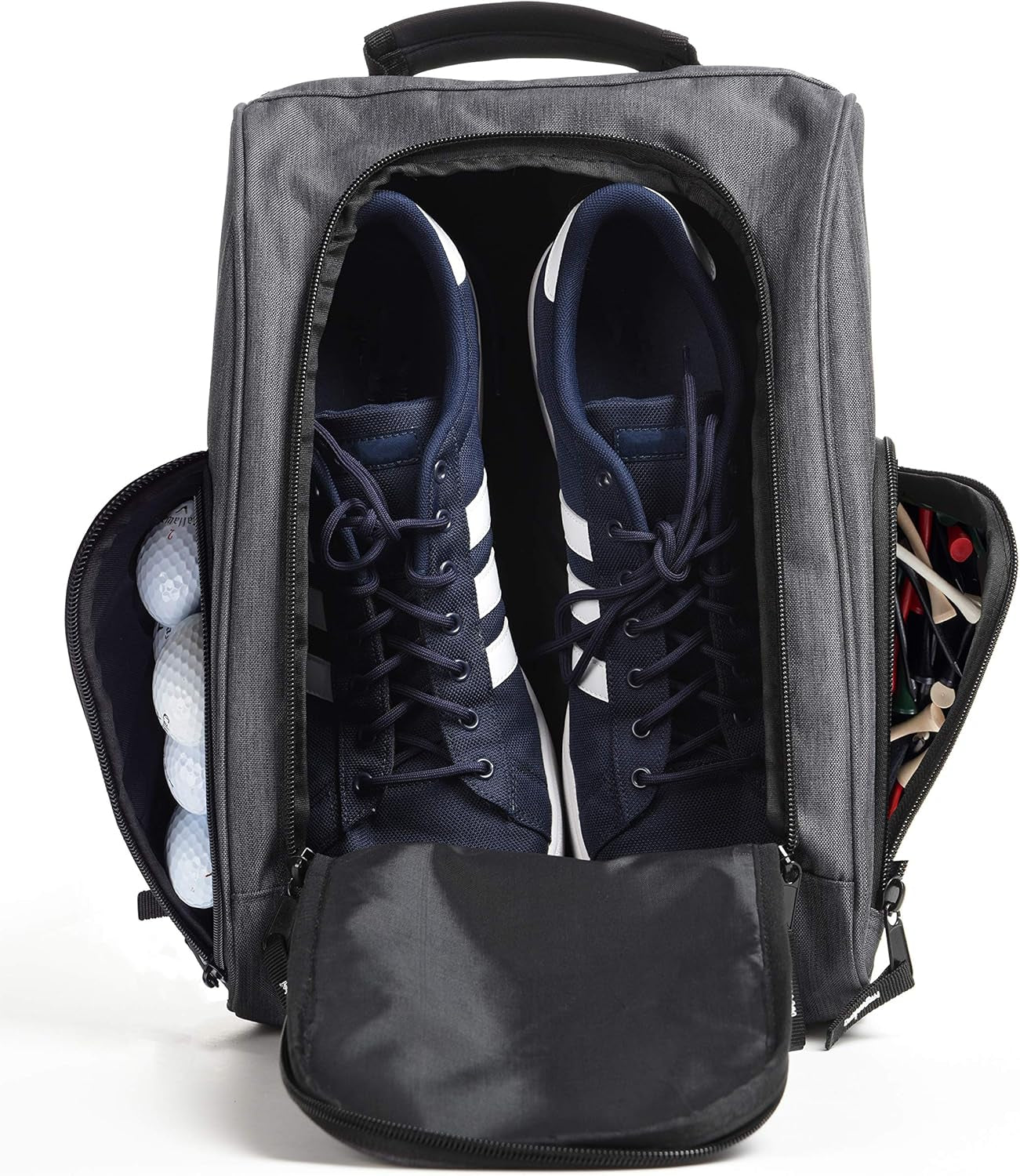 Golf Shoe Bag - Zippered Shoe Carrier Bags with Ventilation & outside Pocket for Socks, Tees, Etc. (Gray)