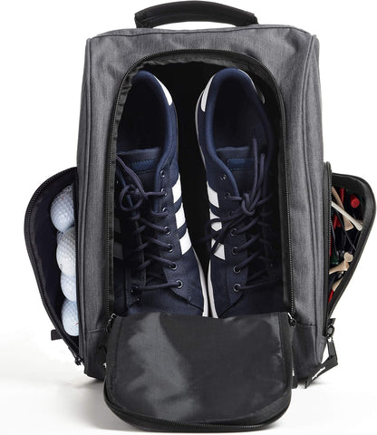 Golf Shoe Bag - Zippered Shoe Carrier Bags with Ventilation & outside Pocket for Socks, Tees, Etc. (Gray)