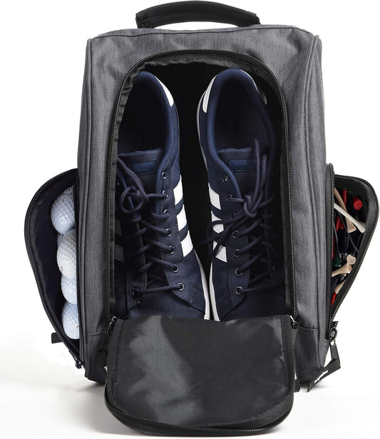 Golf Shoe Bag - Zippered Shoe Carrier Bags with Ventilation & outside Pocket for Socks, Tees, Etc. (Gray)