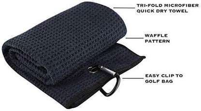 Golf Accessories Gift Set - Golf Towel, Golf Club Brush with Groove Cleaner, Foldable Divot Repair Tool with Ball Marker, Golf Ball Marker and Golf Tee Holder - Golf Club Cleaning Kit